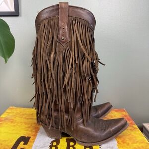 Corral Sierra Fringe Snip Toe Western‎ Boots Brown Size 7.5